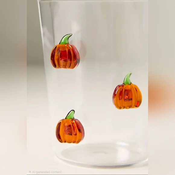 NEW Anthropologie Icon Juice Glass ~ Pumpkins - Picture 3 of 3
